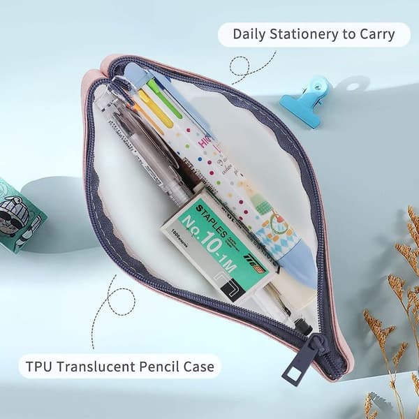 Blyantsæt Etui med Lynlås, Multifunktionel Klar Pennemappe Organizer