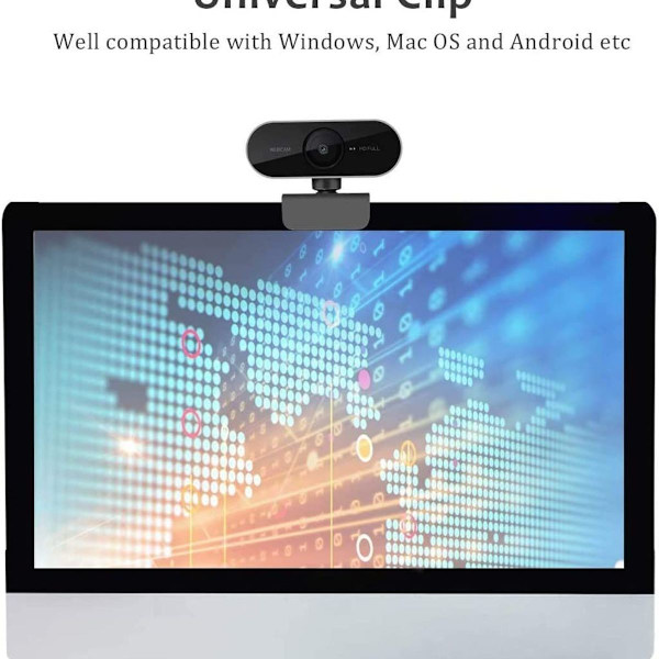 Webkamera, 1080P webkamera for PC, laptop og stasjonær PC