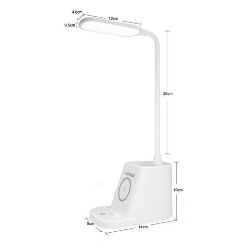 LED-skrivebordslampe med trådløs oplader, øjenvenlige skrivebordslamper til