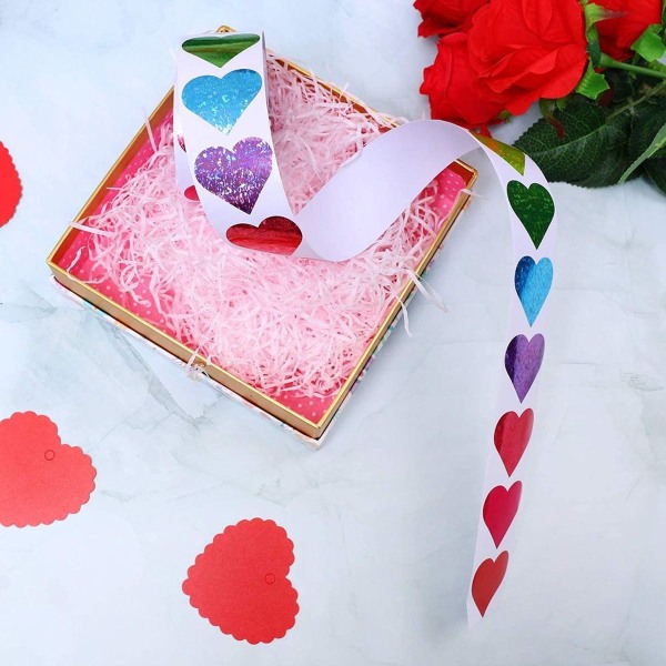 Valentinsdag glitrende røde hjerteklistermærker - dekorativt hjerte, 2,5 cm