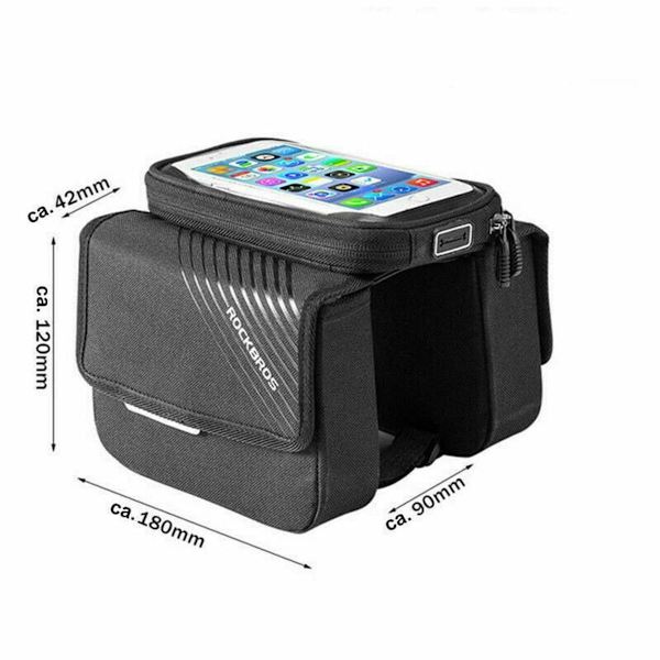Ramme taske cykel taske top tube taske til mobiltelefon 6,0 tommer sort KLB