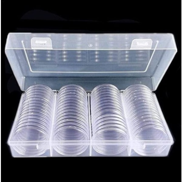 Förvaringsbehållare för silvermynt 40 mm för myntsamlare, 60-pack