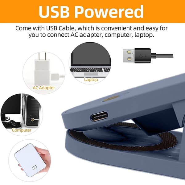 USB-laddningsbar LED-klämlampa med stjärnblå