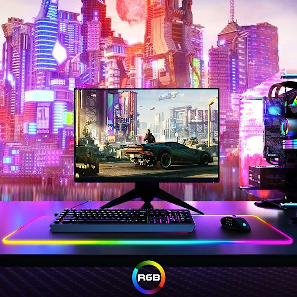 RGB Gaming Musemåtte Stor Udvidet Blød LED Musemåtte