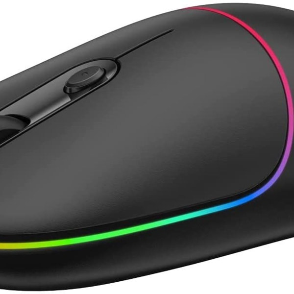 LED trådløs mus, genopladelig lydløs RGB-belysningscomputer