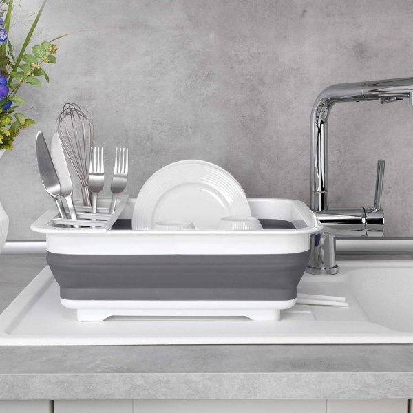 Sammenklappeligt opvaskeafløb grå/hvid - opvaskeafløb, opvaskeafløb KLB