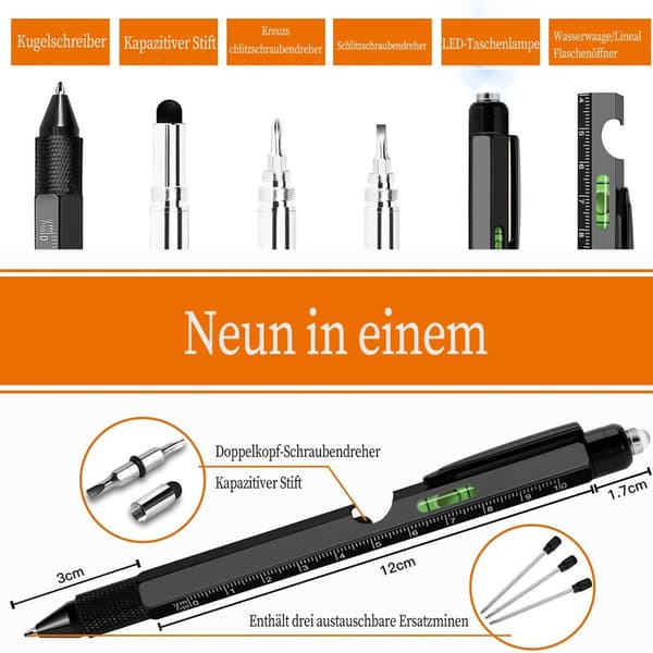 YOFIG 9-i-1 Multifunksjonell kulepenn - Herregave KLB