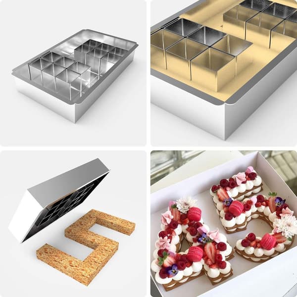 Justerbar bageform i aluminium til bogstaver og tal
