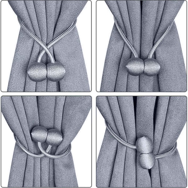 Pakke med 4 Magnetiske Gardinholdere Gardinklips Tau Bak KLB