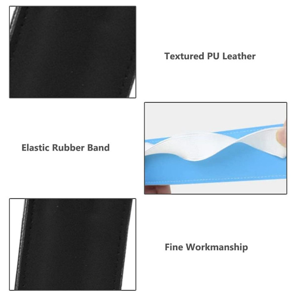 3-pack pennfodral i läder, pennfodral i läder, elastiskt svart