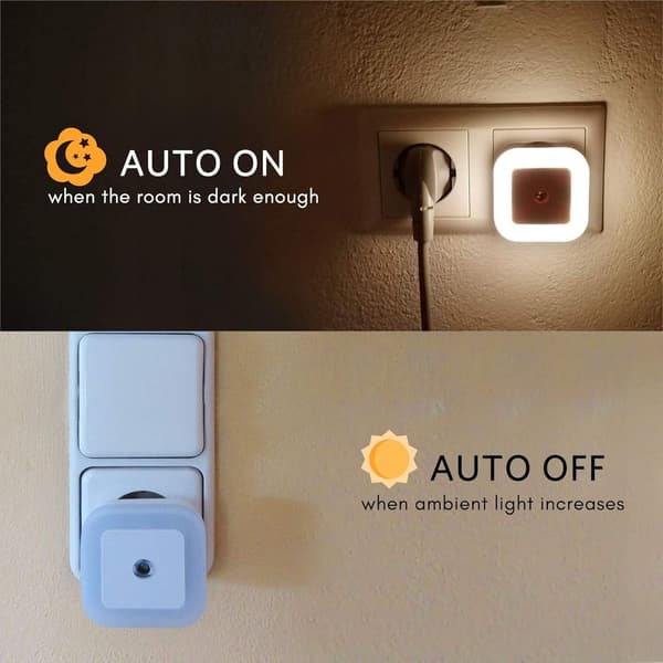 Sæt med 4 dæmpbare LED-nattelys med tusmørkesensor 0,2 KLB