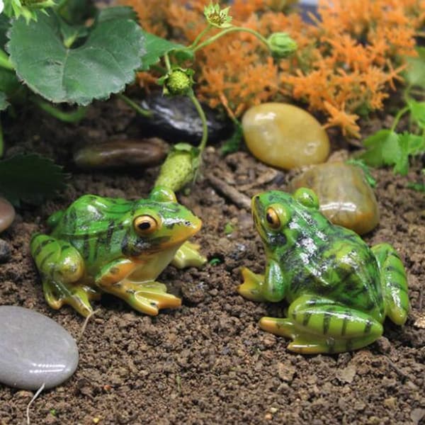 Miniatyr Groda Trädgårdsstaty, 2 st Mini Groda Harts Djur