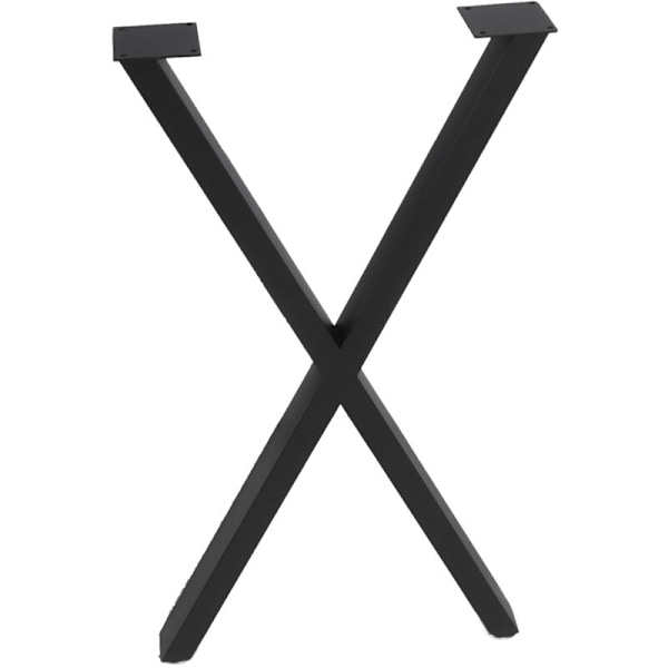 2 stk. Metall spisebordben 28 tommer X-form Industrielle stil bordben med justeringsputer Matt svart KLB