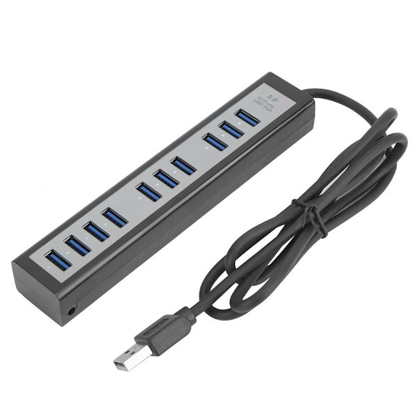 DC5V 10 Port USB Hub USB3.0 Splitter Adapter Sort til KLB