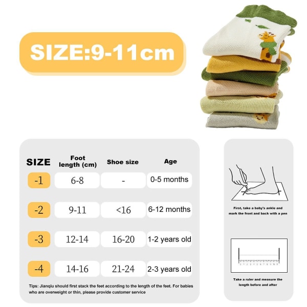 Set med söta strumpor med girafftryck för flickor, 9-11 cm KLB