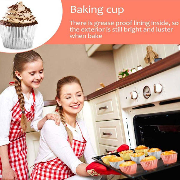 100 stk. sæt Muffinforme Papir Cupcakeforme Mini Sølv KLB
