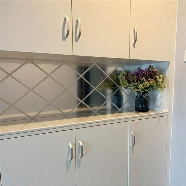 3D Diamant Spegel Väggsticker Avtagbar Självhäftande Triangel Sömnad DIY Väggsticker KLB