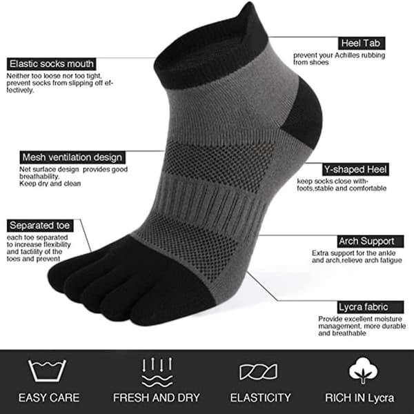 Par af åndbare Marathon løbesko Five Finger Anti-Slip Grå KLB