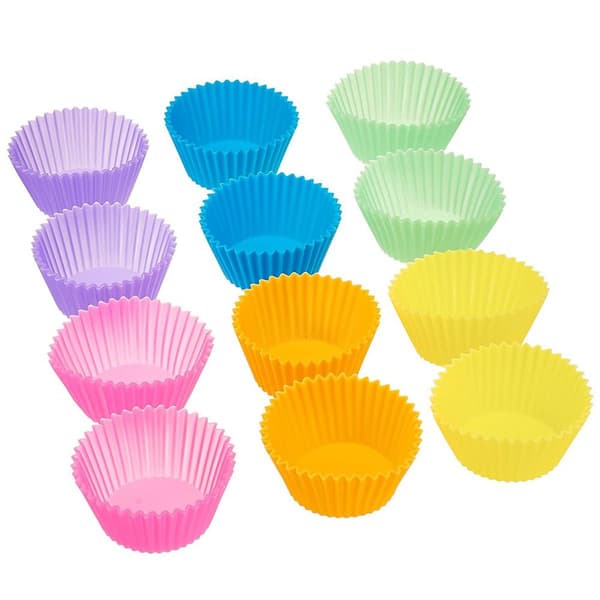 Silikonformar för muffins, tåliga silikonformar för bakning, 12-pack