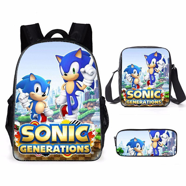 Sonic-koululaukku oppilaille Sonic-piirroskuva, alakoulu- ja yläkoululaisille, lasten reppu, reppu -D6 Sonic 09- Reppu