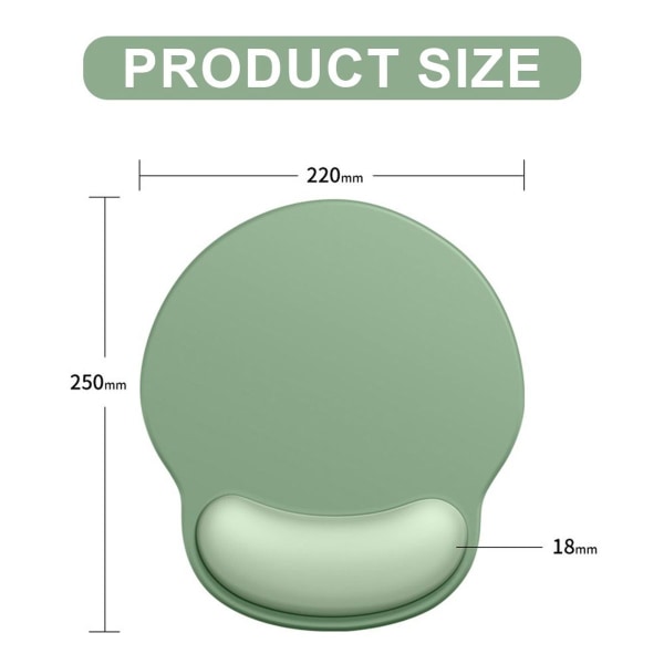 Ergonomisk Musmatta, Silikonmusmatta med Handledsstöd, Mintgrön