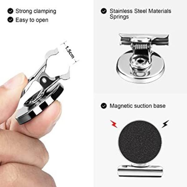 12-pack magnetiska klämmor, starka kylskåpsmagneter, perfekta magneter för kök, kylskåp, frys, reptåliga magneter, whiteboardmagneter för hemmet, L