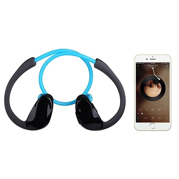 Bluetooth-hodetelefoner, sportshodetelefoner, vanntett, 12 blå
