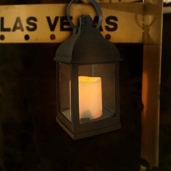 Retro lykta med LED-ljus, retrodesign och flammeffekt, inomhus IP20,