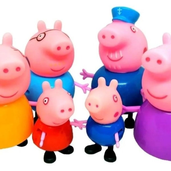 6-delt figur sæt Peppa Pig Gris Familie Gris George Mor Far Bedstemor Bedstefar KLB