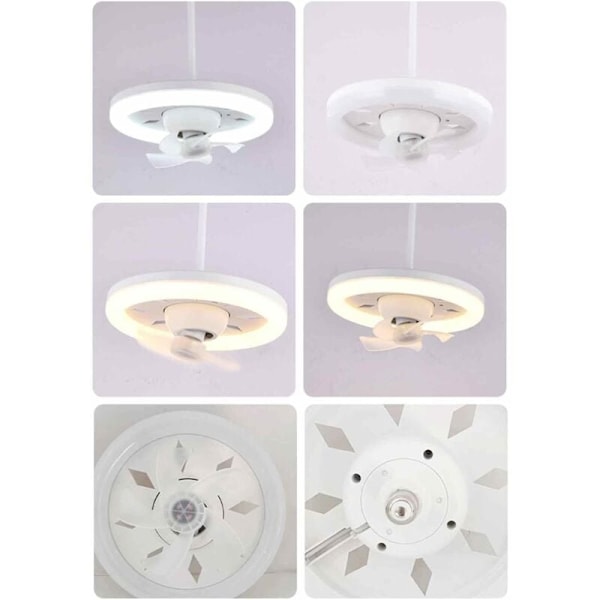 60W Takfläkt Takfläktar med Lampor och Fjärrkontroll 3färgs LED Taklampa med 3 Hastighetsfläkt KLB