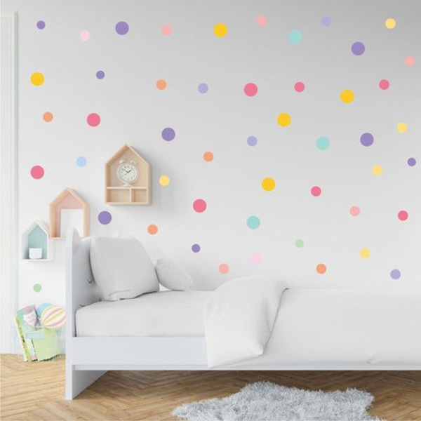 Paket med 10 Färgglada Polka Dot Väggdekaler Självhäftande DIY Barnkammare Sovrum