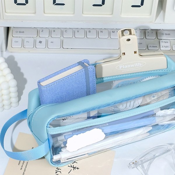 Pencil Case Transparent Case Marker Bag Multifunktionel Himmelblå KLB