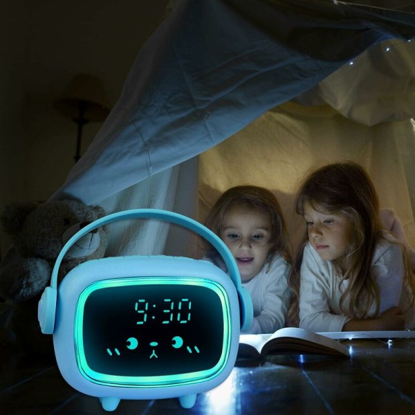 Børnevækkeur Børns digitale vækkeur til piger drenge Digitalt ur Engel vækkeur vækkeur (blå) KLB