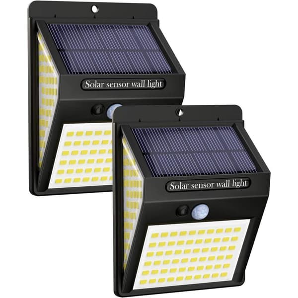 140 LED utendørs solcellelys 3 lysmoduser, utendørs solcellelys bevegelsessensor, 2-pakning KLB