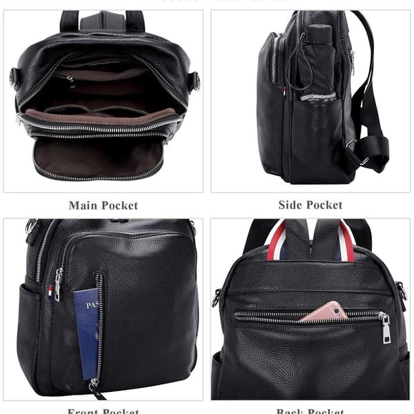 Kvinders lette læderrygsæk skuldertaske mode casual daypack