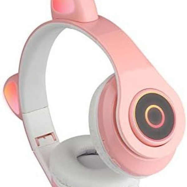 Wireless Bluetooth Headphones Cat Ears LED Light Pink