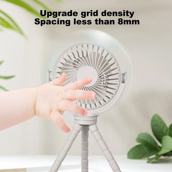 Bærbar blæksprutteventilator til klapvogn lavet af ABS, PP og hvid