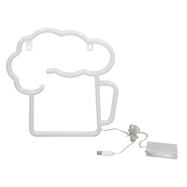 Neonölsskyltar, gula, vita, batteridrivna, USB-drivna, IP45 KLB