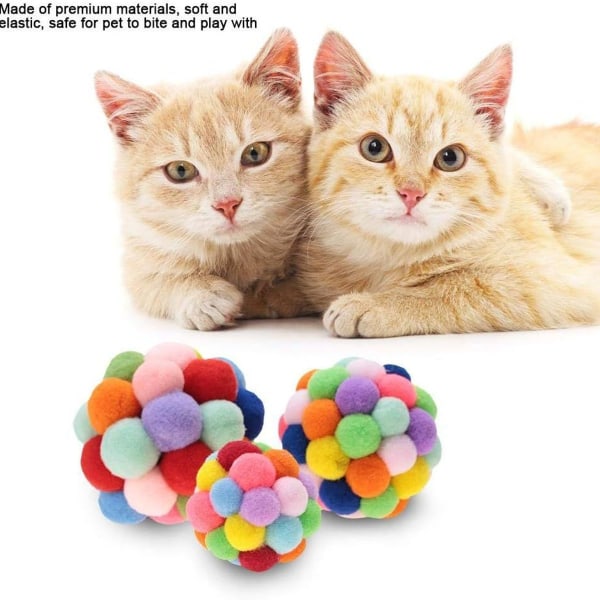 Myke pomponger for katter - lette, interaktive, forskjellige farger - fylt KLB