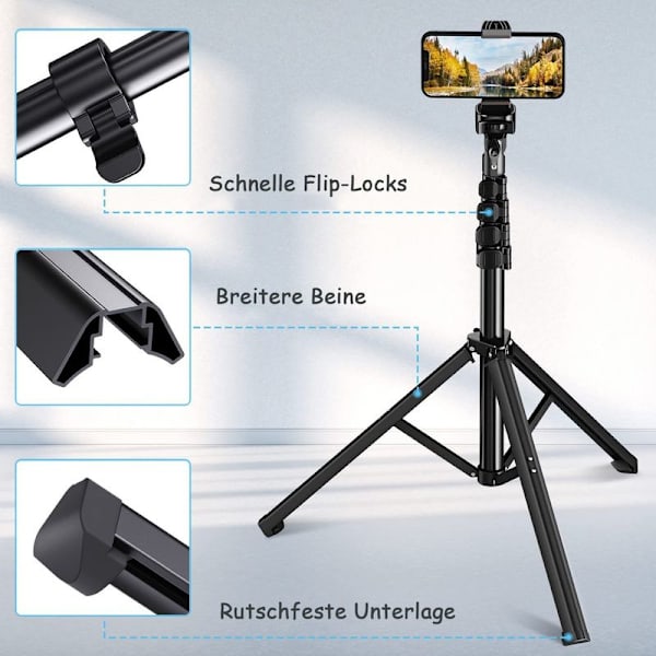 160cm Professionellt Mobiltelefonstativ, Flexibelt & Lätt Selfie Stick Stativ