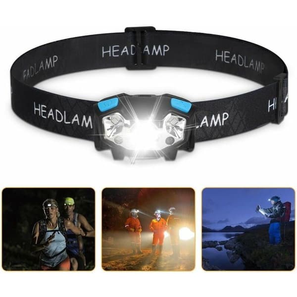 Longziming LED-hodelykt, 5000 lumen, LED-arbeidslys, bevegelsessensor hodelykt