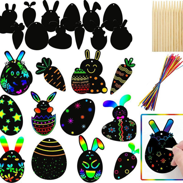 12 stykke påske skrabelod Bunny Gulerod påskeæg Craft Kit