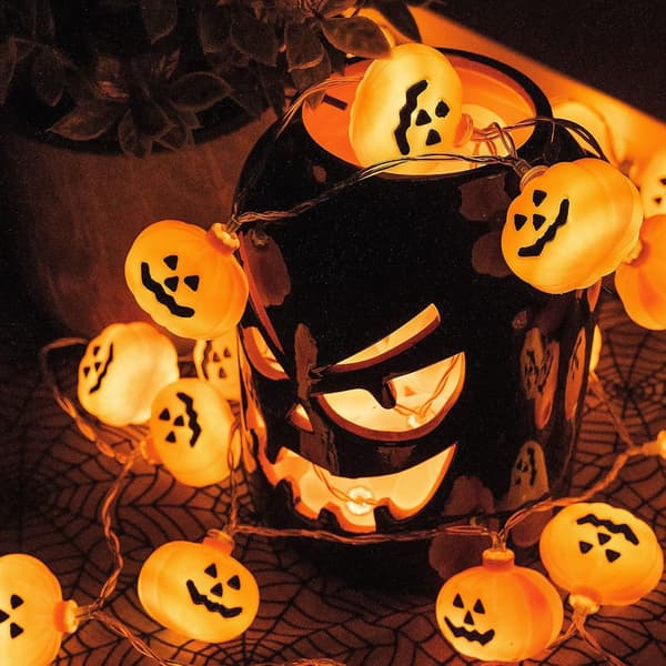 Halloween-fe-lys, Halloween-græskar-dekoration-fe-lys, græskar KLB
