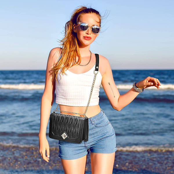 Dam axelväska, liten kedjeaxelremsväska crossbody väska, lingge