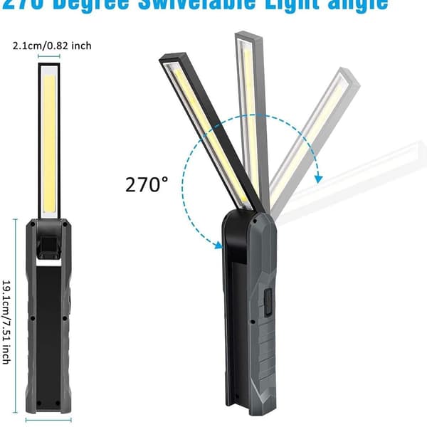 Pakke med 2 oppladbare LED-arbeidslys, 5 moduser arbeidslys, mekanikerlys