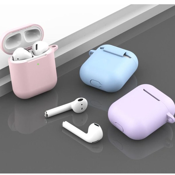 Airpods case är kompatibelt med den rosa/marinblå