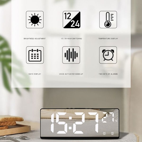 LED-digital display, elektronisk multifunktionsklocka (orange typsnitt)