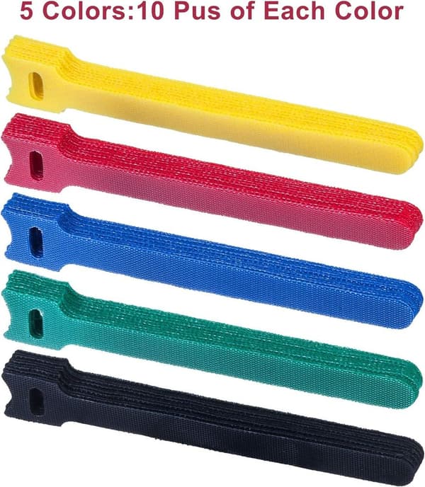 50 stk. genanvendelige velcro-kabelbindere