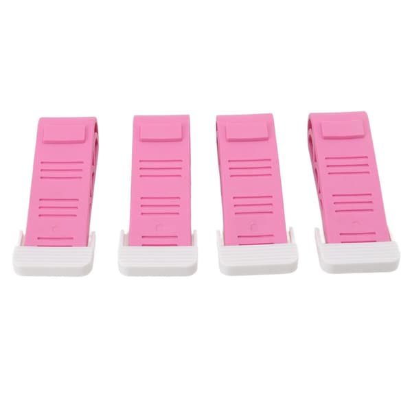 4 stk rosa dørstopper i gummi, sikkerhetskile KLB