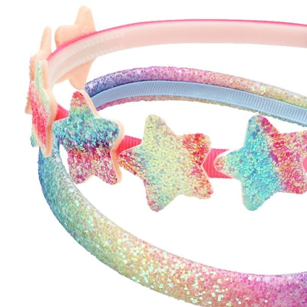 Glitter pandebånd til piger, regnbue stjerne hårbånd til de små